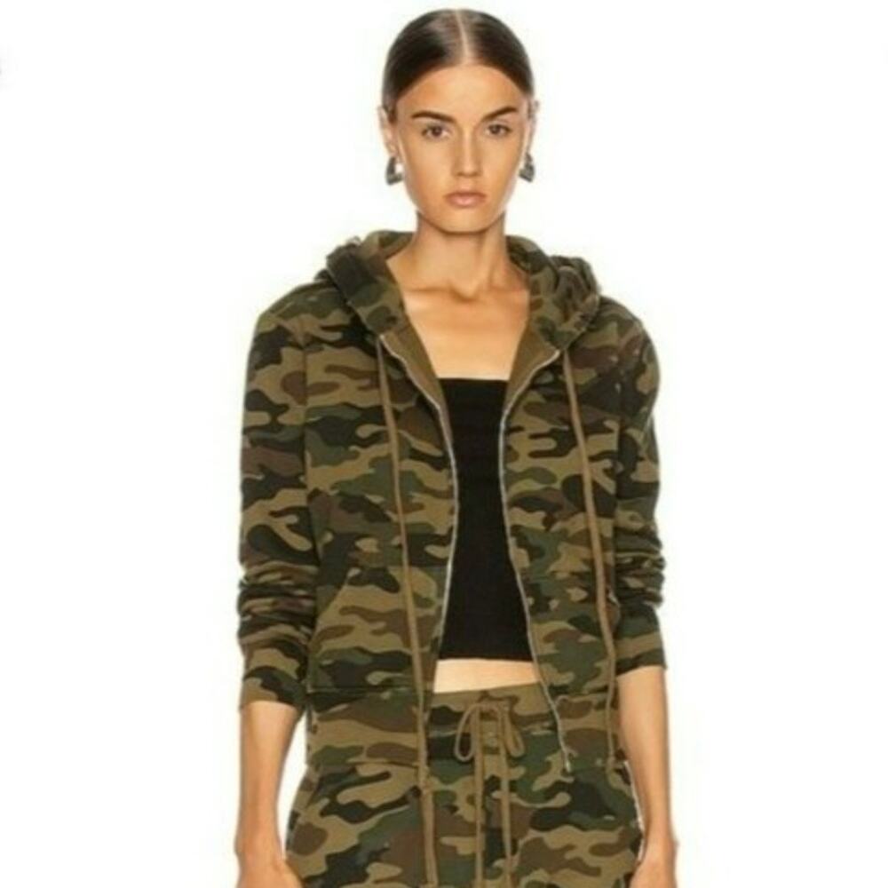 Nili Lotan Callie Camo Print Hooded Sweatshirt - Hoodie - Size XS